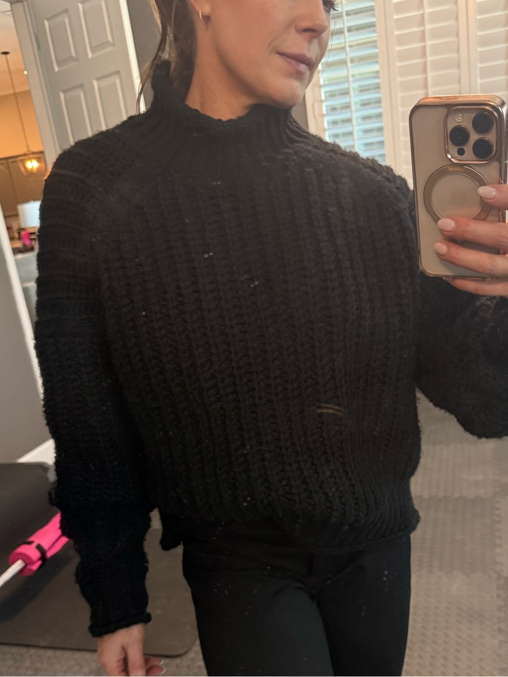 H&M Black Chunky Ribbed Turtleneck Sweater